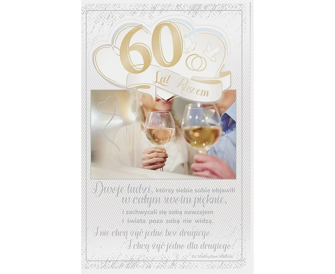 Card 60th Wedding Anniversary, Glasses, 13x20,5 cm
